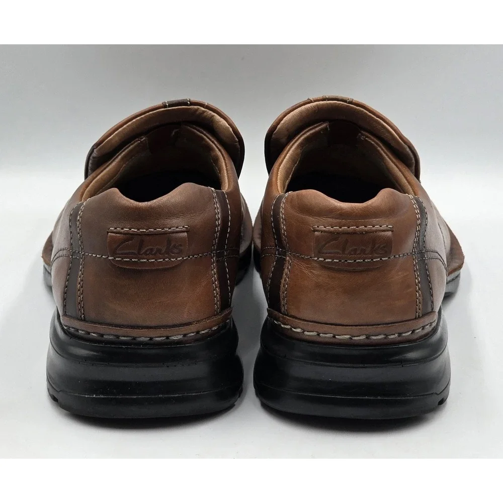 Clarks Escalade 70846 Mens 12M Brown Leather Slip On Loafers Comfort Dress Shoes